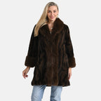 La Marey Signature Leopard Print Faux Fur Longline Coat (Size - S-M) - Brown