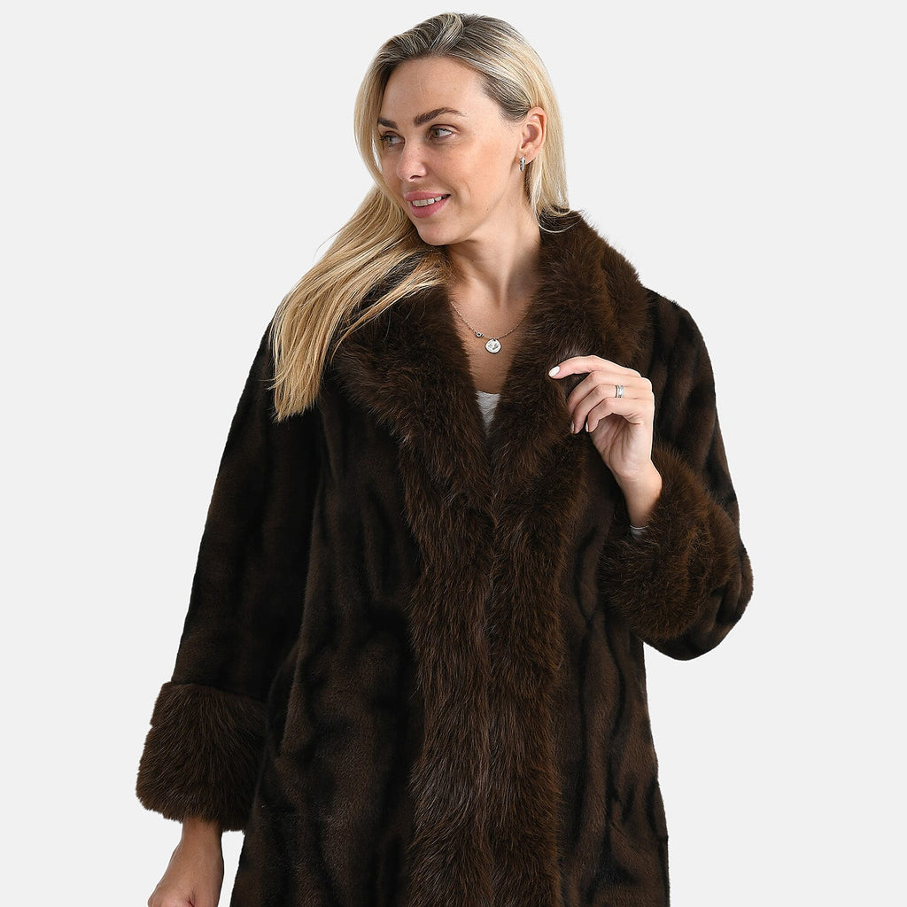 La Marey Signature Leopard Print Faux Fur Longline Coat (Size - S-M) - Brown