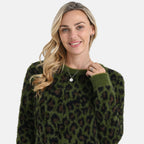 La Marey Leopard Print Jumper (Size M 12-14) Green