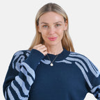 La Marey R-Neck Leopard Print Sweater - Navy (Size 8 to 14)