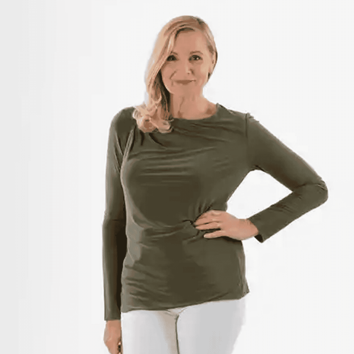La Marey Long Sleeve Side Fall Top (Size 18) - Green