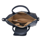 Designer Inspired Genuine Leather Structured Handbag with Adjustable Crossbody Strap - Blue