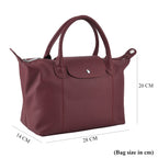 Designer Inspired Genuine Leather Structured Handbag with Adjustable Crossbody Strap - Burgundy