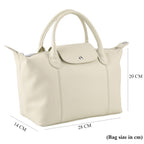 Designer Inspired Genuine Leather Structured Handbag with Adjustable Crossbody Strap - Off White