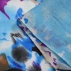 La Marey 100% MERINO Wool Scarf (size 61cm x 190 cm) - Blue With Multi Color Pattern.