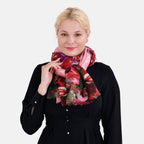 La Marey Merino Wool Printed Scarf - Red