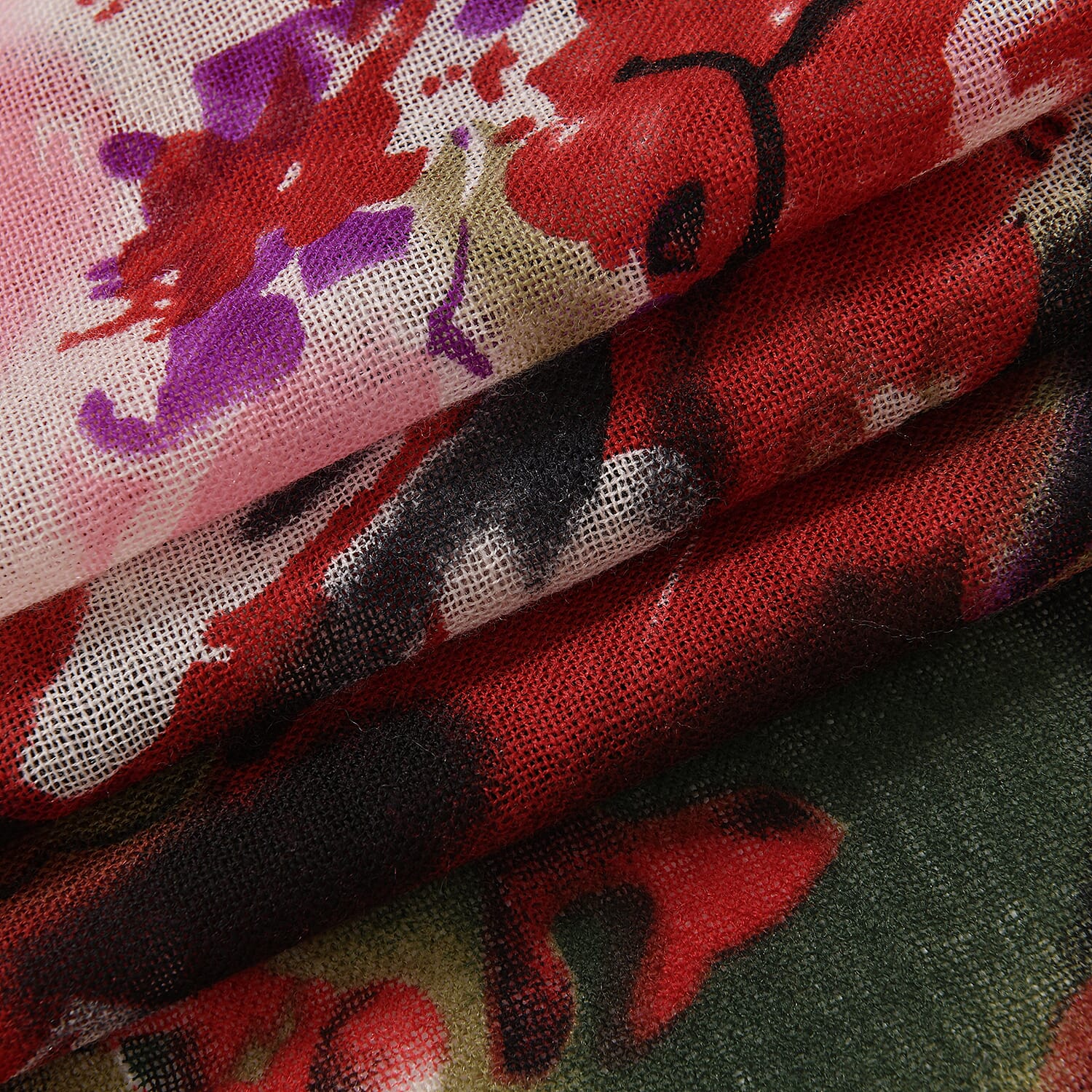 La Marey Merino Wool Printed Scarf - Red
