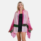 La Marey 100% Merino Wool Printed Scarf (Size 190x65 cm) - Pink