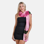 La Marey 100% Merino Wool Printed Scarf (Size 190x65 cm) - Pink