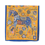 La Marey Satin Floral Printed Scarf - Yellow