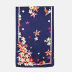 La Marey 100% Mulberry Silk Flower Print Scarf (Size 175x55cm) - Black & Pink