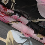 La Marey Mulberry Silk Flower Scarf (Size 175x1 cm) - Blue & Multicolor