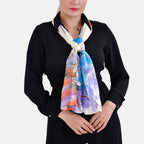 La Marey 100% Mulberry Silk Flower Scarf (Size 175x55cm) - Yellow & Mauve