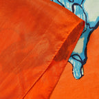 La Marey Mulberry Silk Painted Scarf (Size 110x1 cm) - Green & Orange