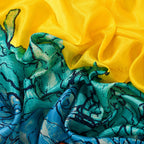 La Marey Mulberry Silk Painted Scarf (Size 110x1 cm) - Green & Orange
