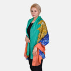La Marey Mulberry Silk Painted Scarf (Size 110x1 cm) - Green & Yellow
