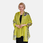 La Marey Mulberry Silk Painted Scarf (Size 110x1 cm) - Yellow & Black