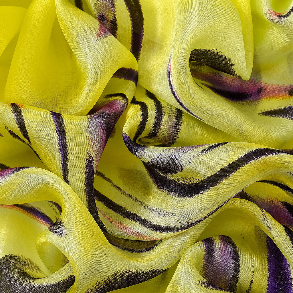La Marey Mulberry Silk Painted Scarf (Size 110x1 cm) - Yellow & Black