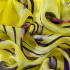 La Marey Mulberry Silk Painted Scarf (Size 110x1 cm) - Yellow & Black