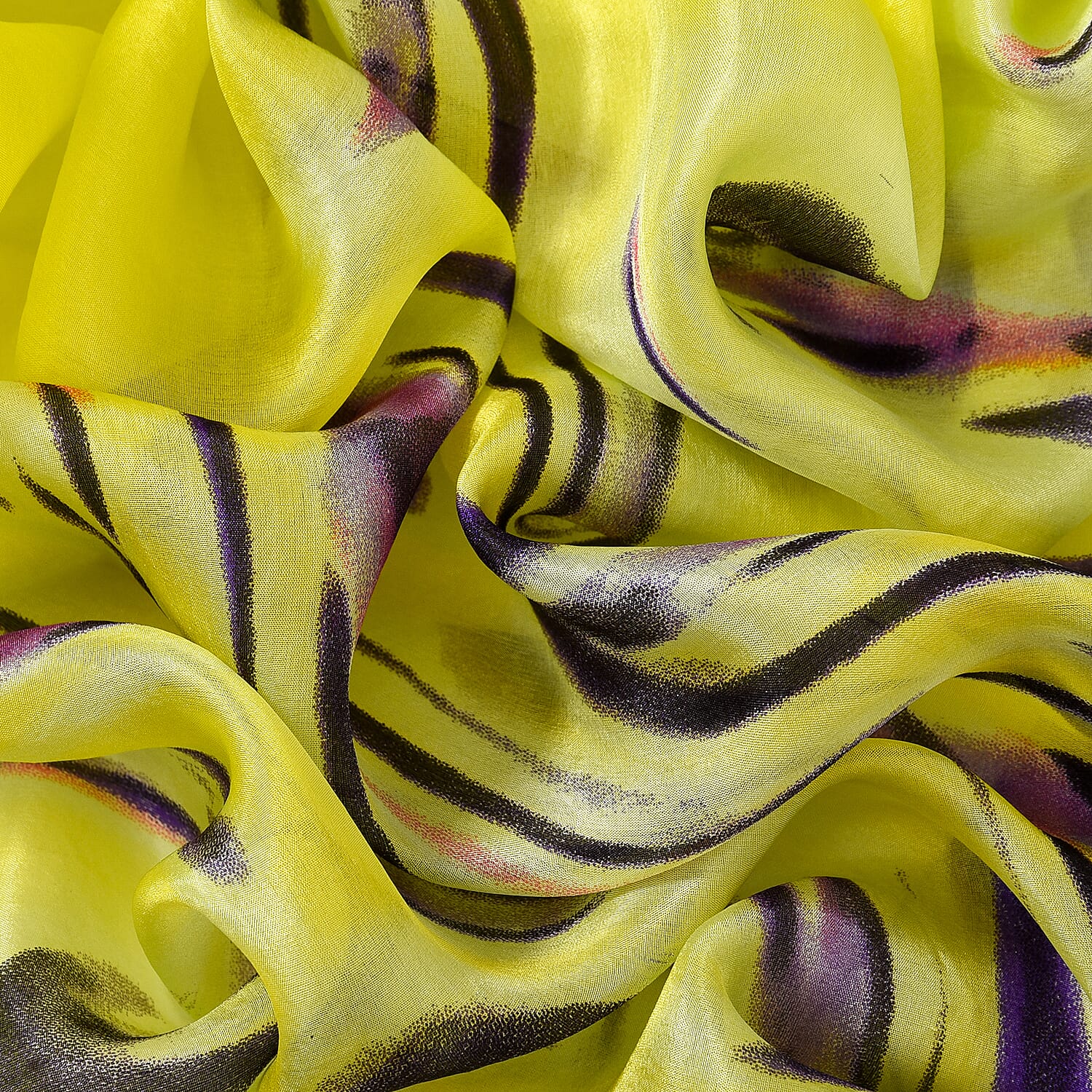La Marey Mulberry Silk Painted Scarf (Size 110x1 cm) - Yellow & Black