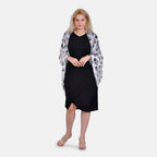 LA MAREY Skull Design 100% Mulberry Silk Scarf (Size 180x110cm) - Black & White