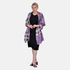 La Marey 100% Mulberry Silk Classic Plaid Printed Scarf (Size 180x110 cm) - Pink