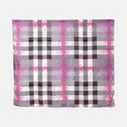 La Marey 100% Mulberry Silk Classic Plaid Printed Scarf (Size 180x110 cm) - Pink