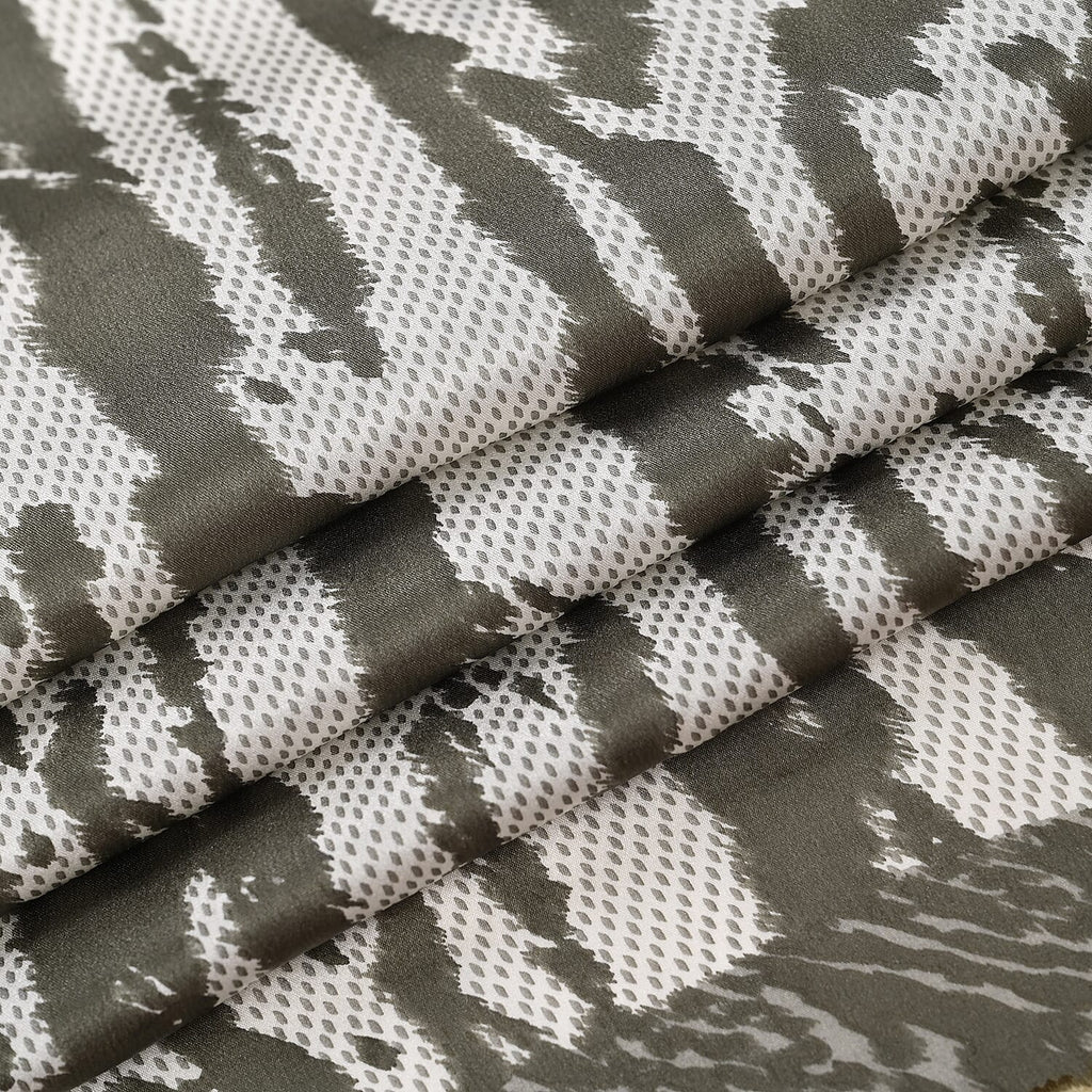 La Marey Mulberry Silk Printed Scarf (Size 170x55 cm) - Black White & Red