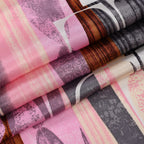 La Marey 100% Mulberry Silk Printed Scarf (Size 170x55cm) - Grey & Pink