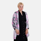 La Marey Mulberry Silk Printed Scarf (Size 170x1 cm) - Black White & Red