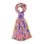 La Marey Mulberry Silk Printed Scarf - Pink
