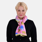 La Marey Mulberry Silk Printed Scarf - Pink