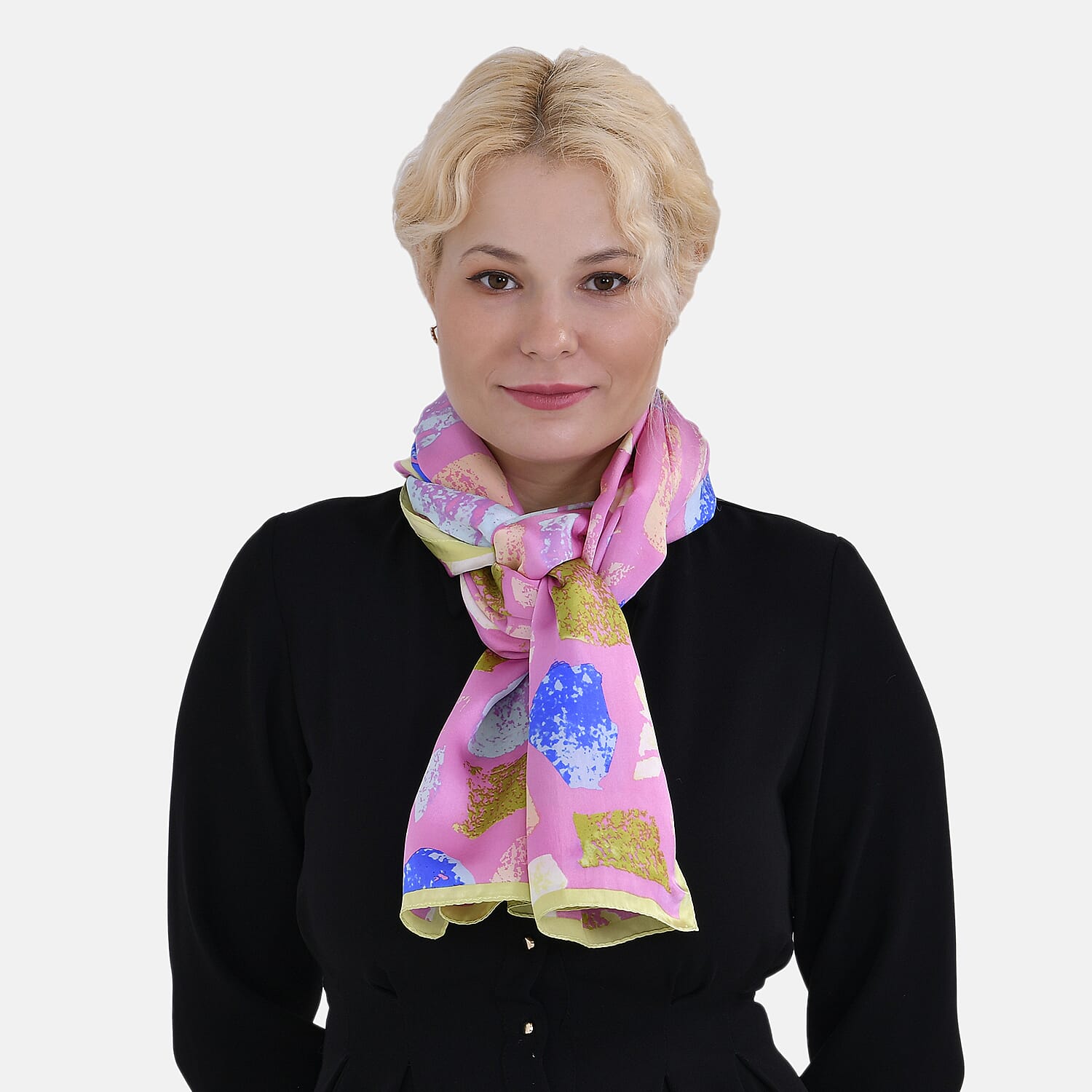 La Marey Mulberry Silk Printed Scarf - Pink