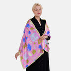 La Marey Mulberry Silk Printed Scarf - Pink