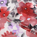 La Marey 100% Mulberry Silk Floral Printed Scarf (Size 170x55cm) - White & Red