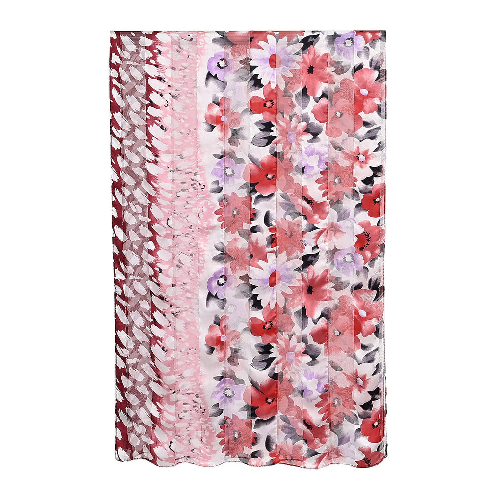 La Marey 100% Mulberry Silk Floral Printed Scarf (Size 170x55cm) - White & Red