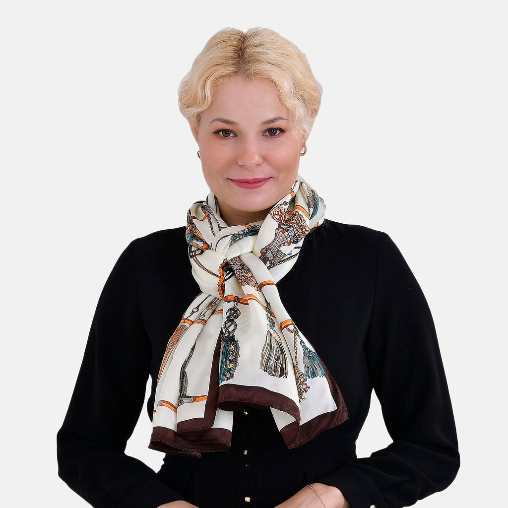 La Marey Mulberry Silk Printed Scarf  - Multi