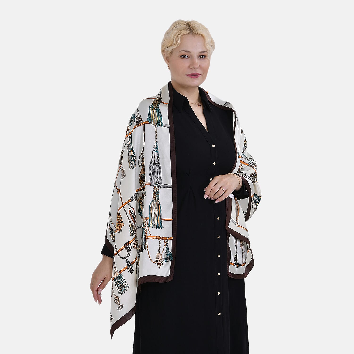 La Marey Mulberry Silk Printed Scarf  - Multi