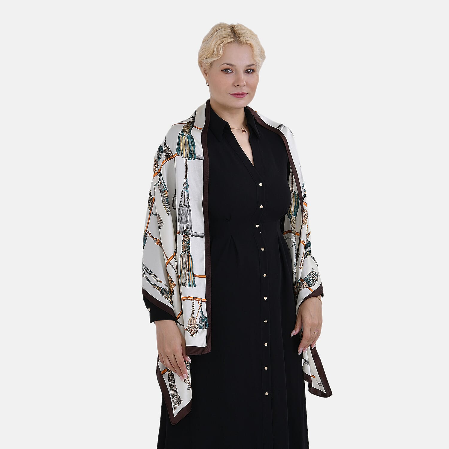 La Marey Mulberry Silk Printed Scarf  - Multi