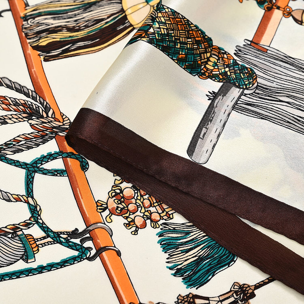 La Marey Mulberry Silk Printed Scarf  - Multi