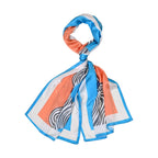 La Marey 100% Mulberry Silk Printed Scarf (Size 175x55 cm) - Blue & White