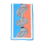 La Marey 100% Mulberry Silk Printed Scarf (Size 175x55 cm) - Blue & White