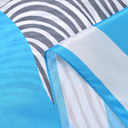 La Marey 100% Mulberry Silk Printed Scarf (Size 175x55 cm) - Blue & White