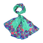 La Marey 100% Mulberry Silk Printed Scarf (Size 175x55 cm) - Green & Pink