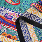 La Marey 100% Mulberry Silk Printed Scarf (Size 175x55 cm) - Green & Purple