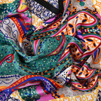 La Marey 100% Mulberry Silk Printed Scarf (Size 175x55 cm) - Green & Purple