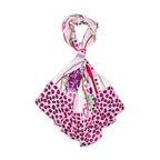 LA MAREY 100% Silk Floral Pattern Scarf (Size 178x53 cm) - Pink - White