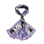 La Marey 100% Mulberry Silk Printed Scarf (Size 175x55 cm) - Purple & White
