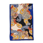 La Marey 100% Mulberry Silk Printed Scarf (Size 175x55 cm) - Yellow & Purple