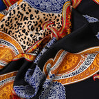 La Marey 100% Mulberry Silk Printed Scarf (Size 175x55 cm) - Yellow & Purple